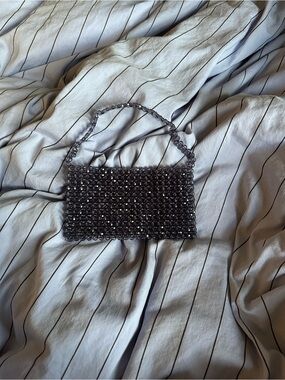 steel grey beaded pochette